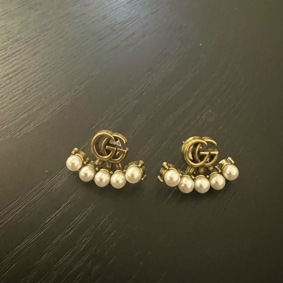 Gucci Jewelry - Brand new with box & dustbag Gucci Gold tone with Pearl Double G Stud Earrings